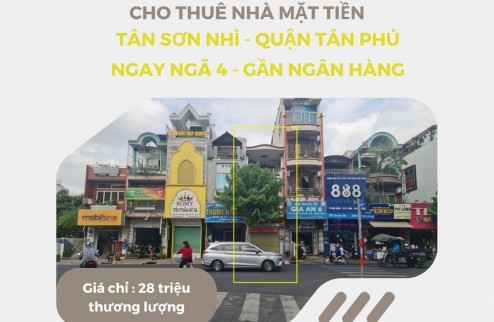 Cho thuê nhà Mặt Tiền Tân Sơn Nhì 64m2, 2Lầu, 28 triệu- NGAY NGÃ 4